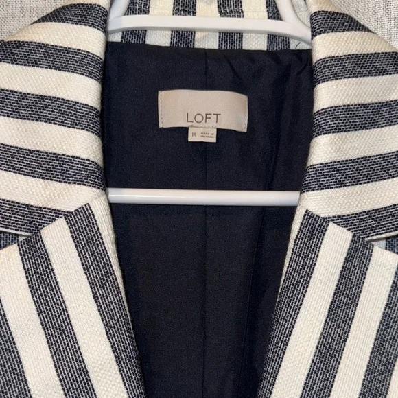 LOFT Blue and White Striped Blazer - Picture 2 of 4